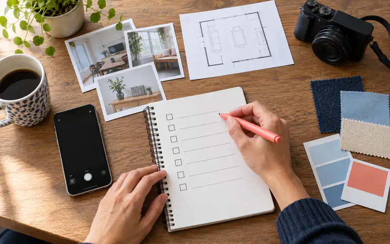 Préparation d’une liste de photographies pour un projet de site Internet