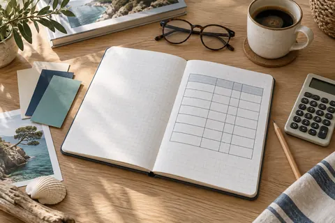 Carnet de budget et calculatrice sur un bureau