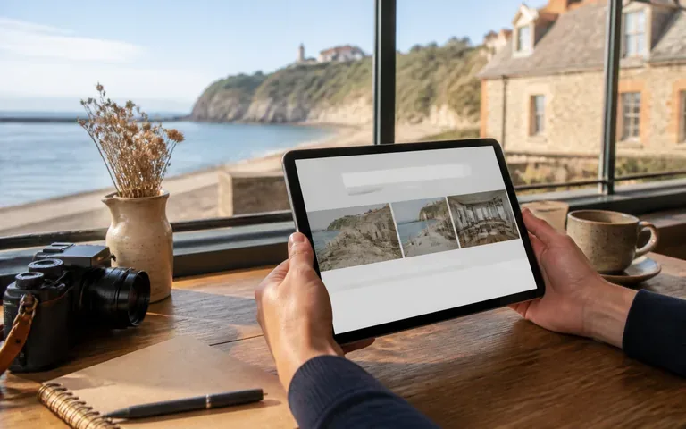 Illustration éditoriale : Professionnel consultant son site Internet sur une tablette