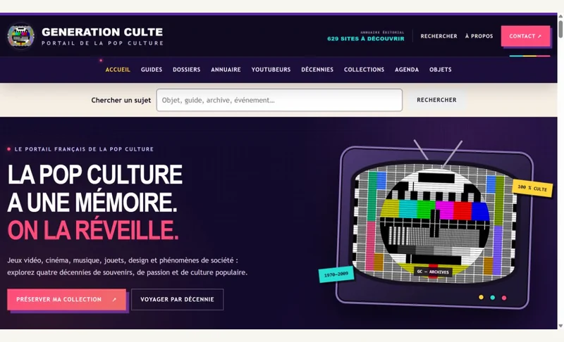 Capture du site Génération Culte