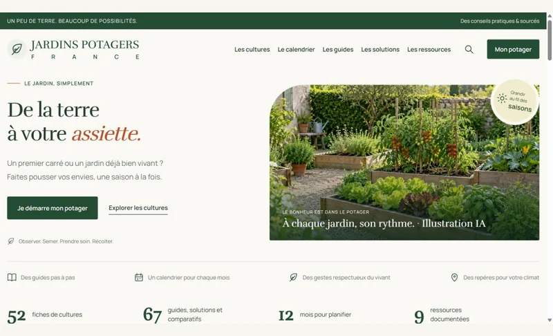 Capture du site Jardins Potagers France