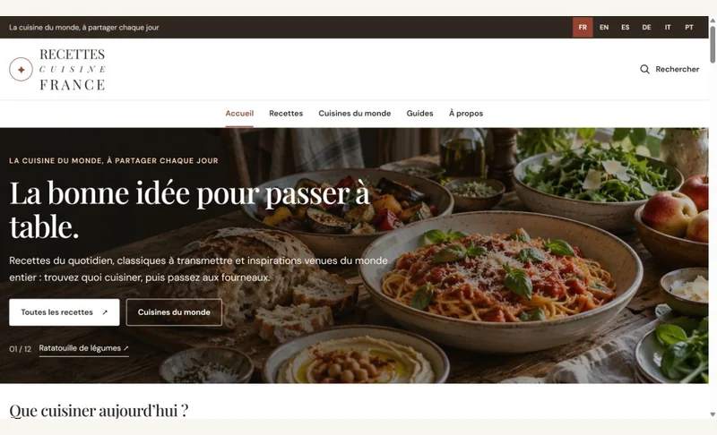 Capture du site Recettes Cuisine France