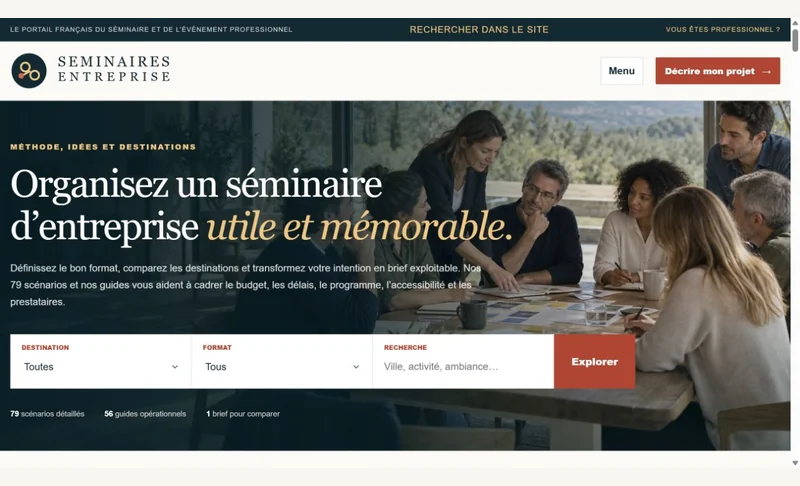 Capture du site Séminaires Entreprise