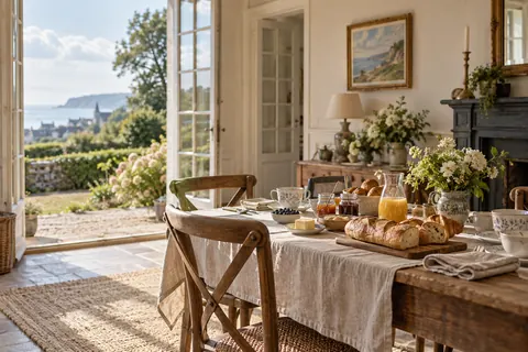 Petit-déjeuner dans une maison d’hôtes imaginaire